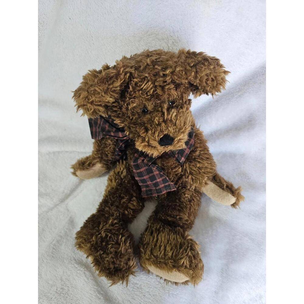 Vintage The Boyds Collection Bear Plush Toy Brown Bow 80's Jointed Bean Bag 13" - Picture 5 of 13